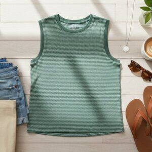 GAP Green Striped Cropped Tank Top